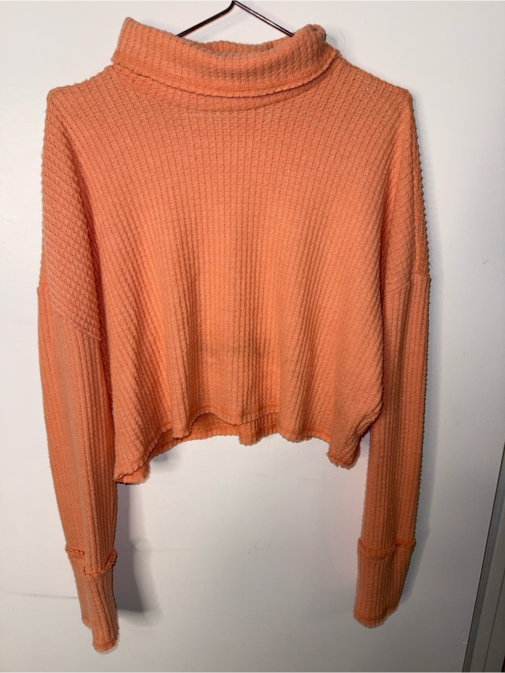 wild fable Peach Orange Waffle Knit Cropped Turtleneck Ultra Soft Touch